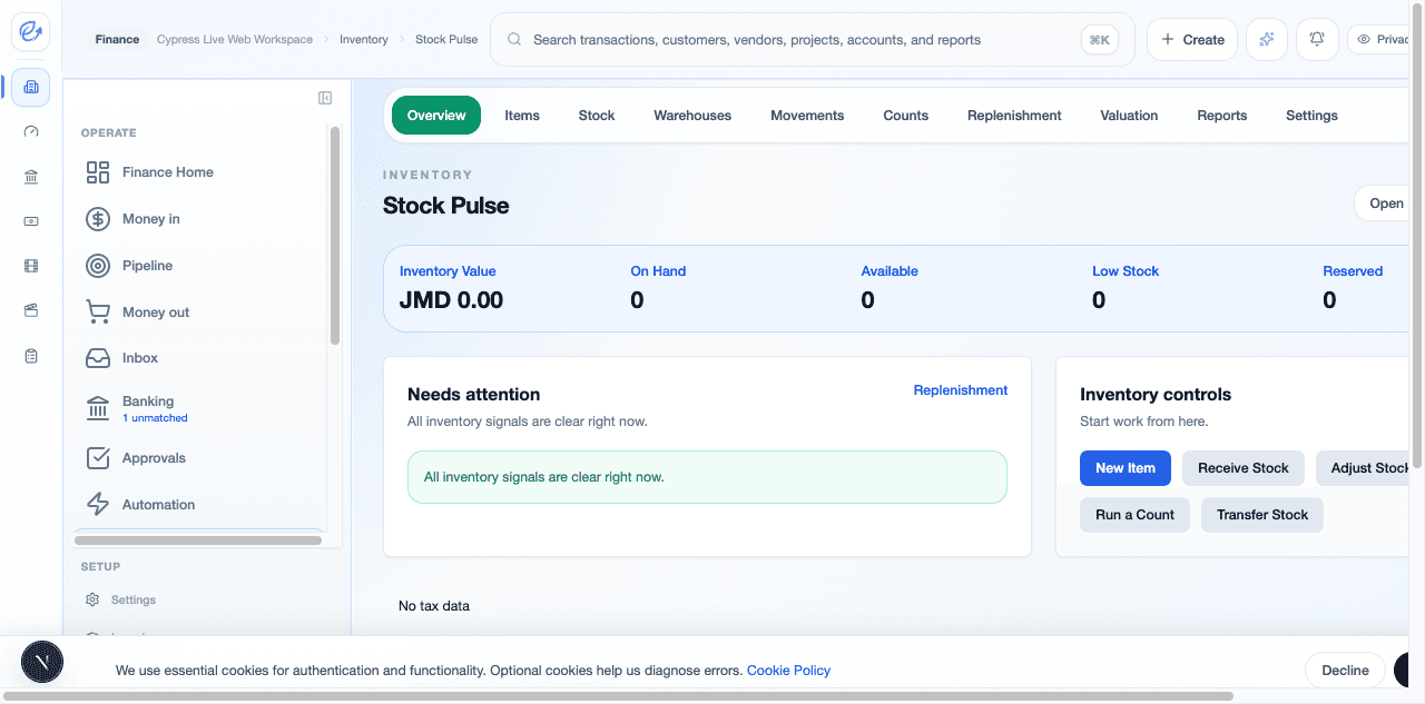 Eazyle Inventory dashboard preview